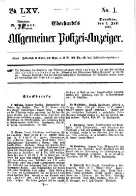 Eberhardt's allgemeiner Polizei-Anzeiger (Allgemeiner Polizei-Anzeiger) Mittwoch 3. Juli 1867
