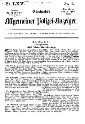Eberhardt's allgemeiner Polizei-Anzeiger (Allgemeiner Polizei-Anzeiger) Samstag 13. Juli 1867