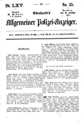 Eberhardt's allgemeiner Polizei-Anzeiger (Allgemeiner Polizei-Anzeiger) Mittwoch 30. Oktober 1867