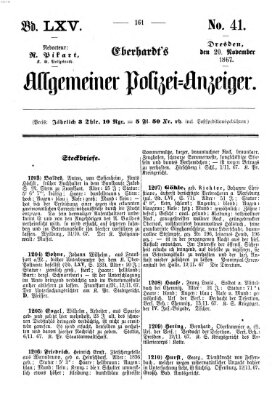 Eberhardt's allgemeiner Polizei-Anzeiger (Allgemeiner Polizei-Anzeiger) Mittwoch 20. November 1867