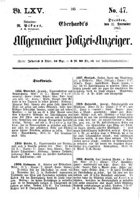 Eberhardt's allgemeiner Polizei-Anzeiger (Allgemeiner Polizei-Anzeiger) Mittwoch 11. Dezember 1867