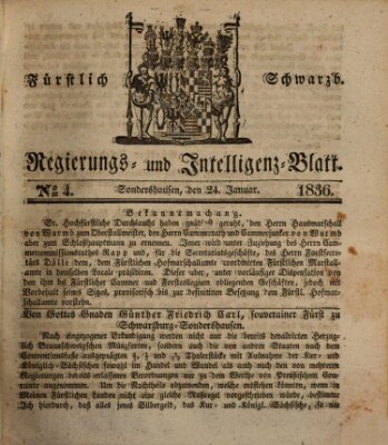 Fürstlich Schwarzburgisches Regierungs- und Intelligenz-Blatt Sonntag 24. Januar 1836