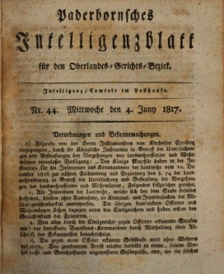 Paderbornsches Intelligenzblatt Mittwoch 4. Juni 1817