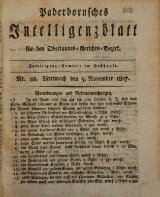 Paderbornsches Intelligenzblatt Mittwoch 5. November 1817