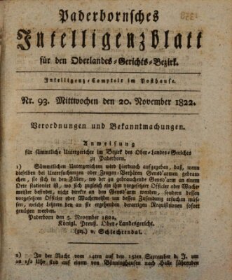 Paderbornsches Intelligenzblatt Mittwoch 20. November 1822