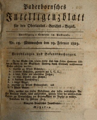 Paderbornsches Intelligenzblatt Mittwoch 19. Februar 1823