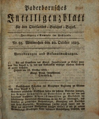 Paderbornsches Intelligenzblatt Mittwoch 22. Oktober 1823