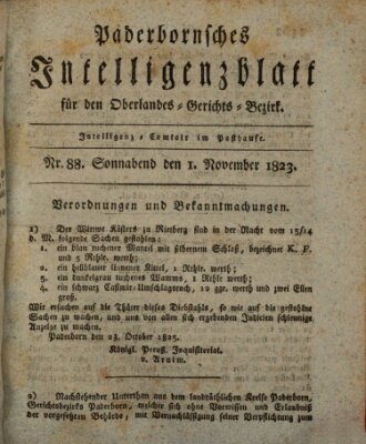 Paderbornsches Intelligenzblatt Samstag 1. November 1823