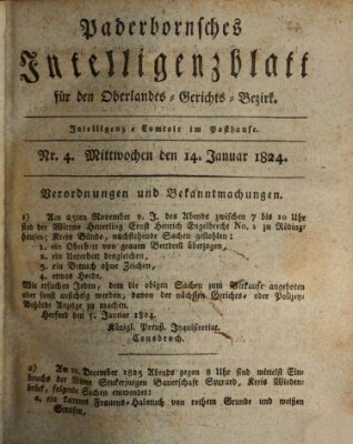 Paderbornsches Intelligenzblatt Mittwoch 14. Januar 1824