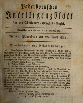 Paderbornsches Intelligenzblatt Samstag 20. März 1824