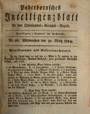Paderbornsches Intelligenzblatt Mittwoch 31. März 1824