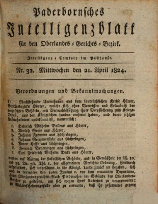 Paderbornsches Intelligenzblatt Mittwoch 21. April 1824