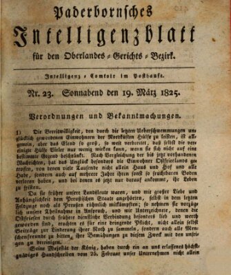 Paderbornsches Intelligenzblatt Samstag 19. März 1825