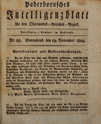 Paderbornsches Intelligenzblatt Samstag 19. November 1825