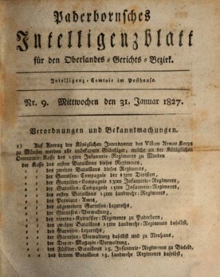 Paderbornsches Intelligenzblatt Mittwoch 31. Januar 1827