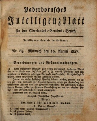 Paderbornsches Intelligenzblatt Mittwoch 29. August 1827