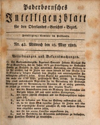 Paderbornsches Intelligenzblatt Mittwoch 28. Mai 1828