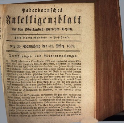 Paderbornsches Intelligenzblatt Samstag 31. März 1832