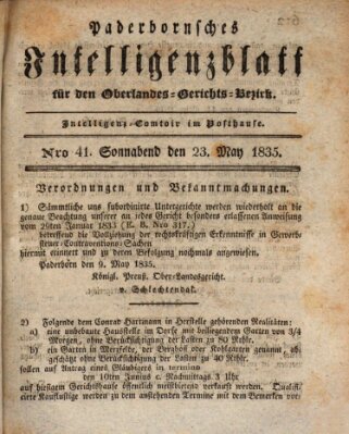Paderbornsches Intelligenzblatt Samstag 23. Mai 1835