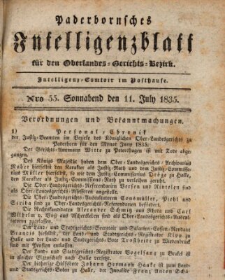 Paderbornsches Intelligenzblatt Samstag 11. Juli 1835