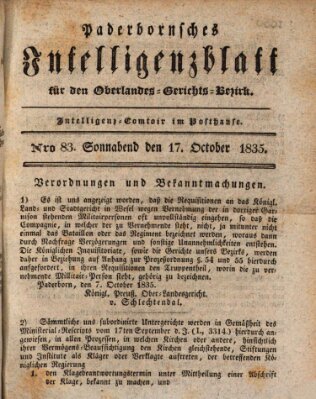 Paderbornsches Intelligenzblatt Samstag 17. Oktober 1835