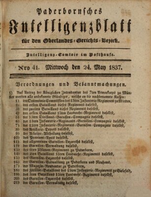 Paderbornsches Intelligenzblatt Mittwoch 24. Mai 1837