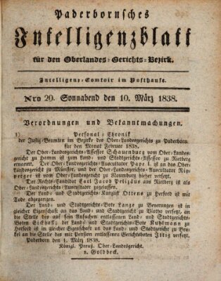 Paderbornsches Intelligenzblatt Samstag 10. März 1838