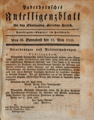 Paderbornsches Intelligenzblatt Samstag 12. Mai 1838