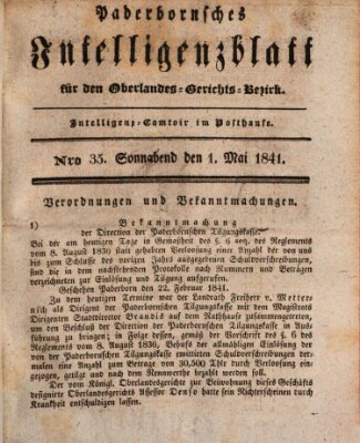 Paderbornsches Intelligenzblatt Samstag 1. Mai 1841