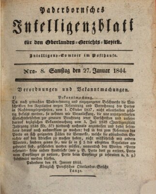 Paderbornsches Intelligenzblatt Samstag 27. Januar 1844