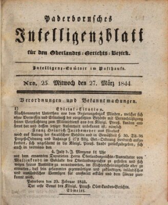 Paderbornsches Intelligenzblatt Mittwoch 27. März 1844