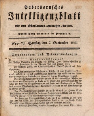 Paderbornsches Intelligenzblatt Samstag 7. September 1844