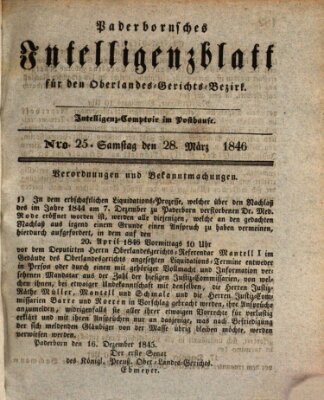 Paderbornsches Intelligenzblatt Samstag 28. März 1846