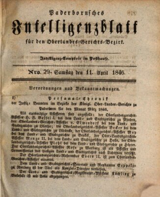 Paderbornsches Intelligenzblatt Samstag 11. April 1846
