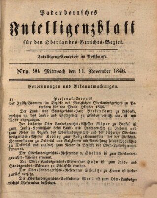 Paderbornsches Intelligenzblatt Mittwoch 11. November 1846