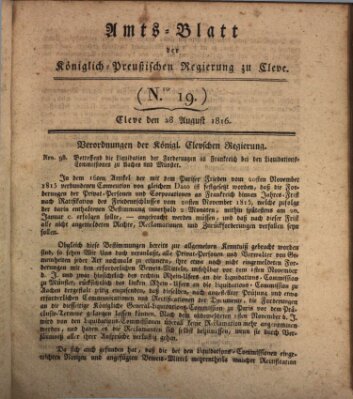 Amtsblatt der Königlichen Regierung zu Cleve Mittwoch 28. August 1816