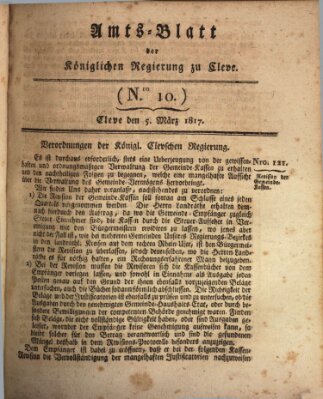 Amtsblatt der Königlichen Regierung zu Cleve Mittwoch 5. März 1817