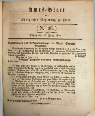 Amtsblatt der Königlichen Regierung zu Cleve Mittwoch 25. Juni 1817