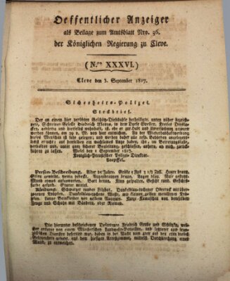 Amtsblatt der Königlichen Regierung zu Cleve Mittwoch 3. September 1817