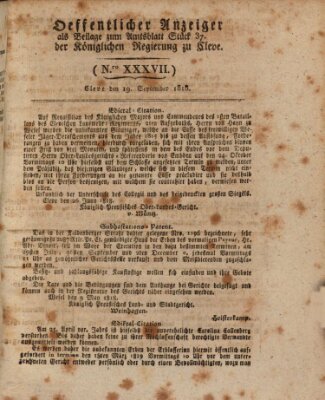 Amtsblatt der Königlichen Regierung zu Cleve Samstag 19. September 1818
