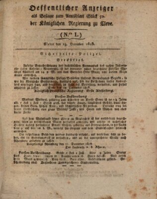 Amtsblatt der Königlichen Regierung zu Cleve Samstag 19. Dezember 1818