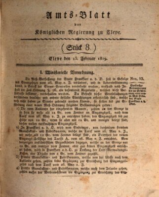 Amtsblatt der Königlichen Regierung zu Cleve Montag 15. Februar 1819