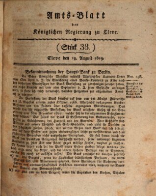 Amtsblatt der Königlichen Regierung zu Cleve Mittwoch 18. August 1819