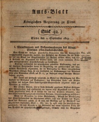 Amtsblatt der Königlichen Regierung zu Cleve Samstag 4. September 1819