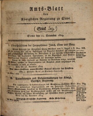 Amtsblatt der Königlichen Regierung zu Cleve Samstag 11. Dezember 1819