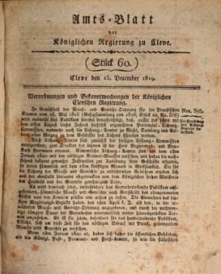 Amtsblatt der Königlichen Regierung zu Cleve Mittwoch 15. Dezember 1819
