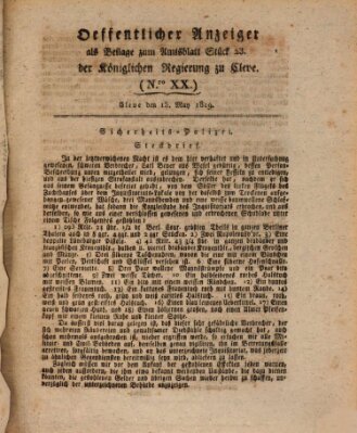 Amtsblatt der Königlichen Regierung zu Cleve Samstag 15. Mai 1819