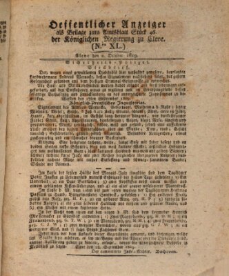 Amtsblatt der Königlichen Regierung zu Cleve Samstag 2. Oktober 1819