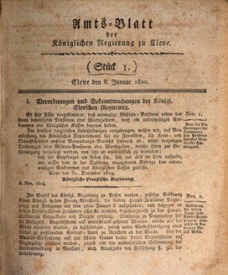 Amtsblatt der Königlichen Regierung zu Cleve Samstag 8. Januar 1820