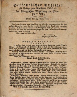 Amtsblatt der Königlichen Regierung zu Cleve Samstag 24. März 1821